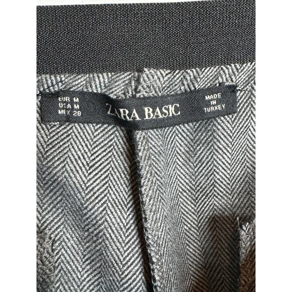 ZARA herringbone dress pants gray & black elastic waistband at back size medium - Picture 9 of 10